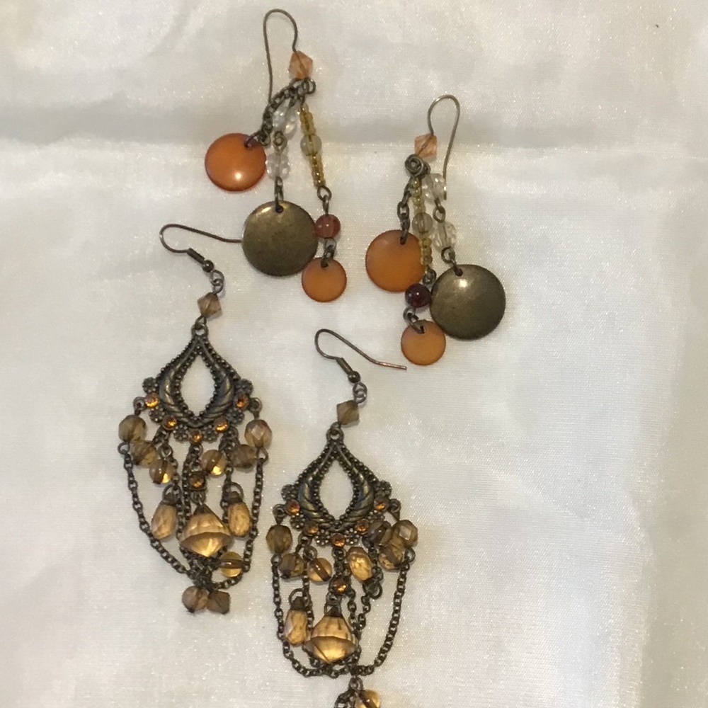 2 pair Brown & bronze earrings